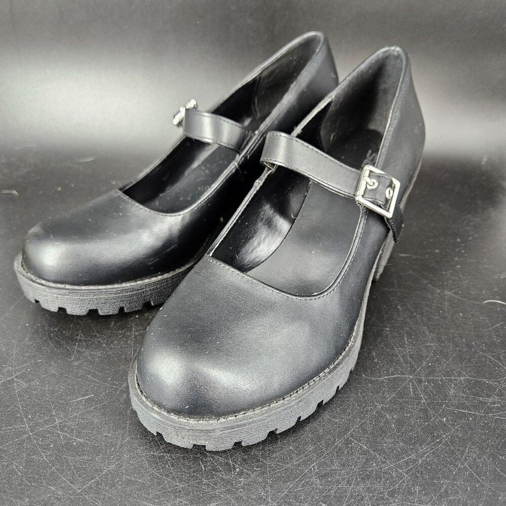 SODA Shoes Womens Size 8 Black Mary Jane Chunky Block Heel Lug Sole Platform - Picture 6 of 14